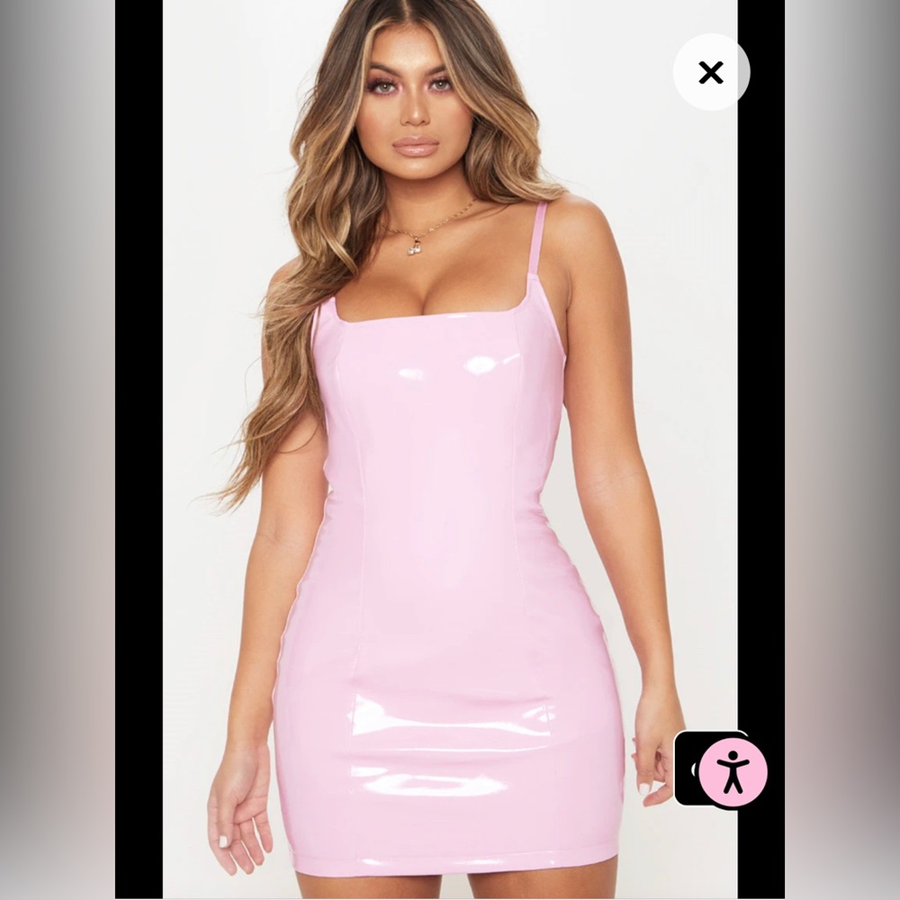 Pretty Little Thing pleather pink dress